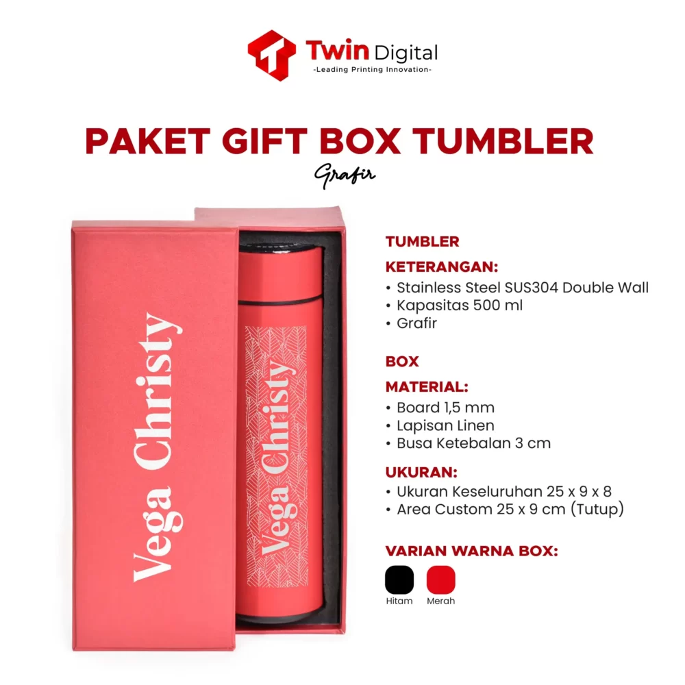 Custom Paket Gift Box Tumbler Grafir + Box