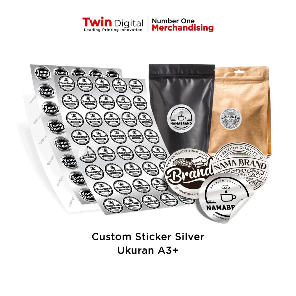 Custom Stiker Label Silver A3