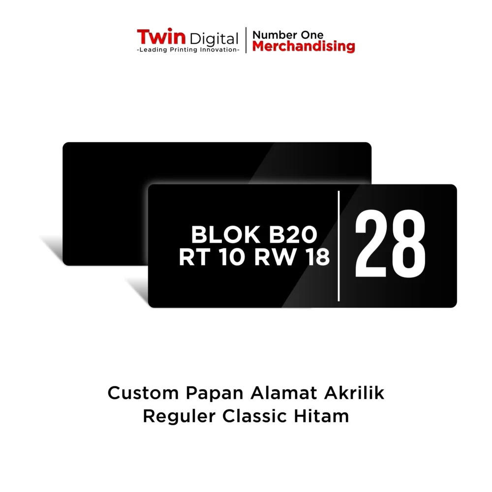 Papan Alamat Akrilik Custom Reguler Classic