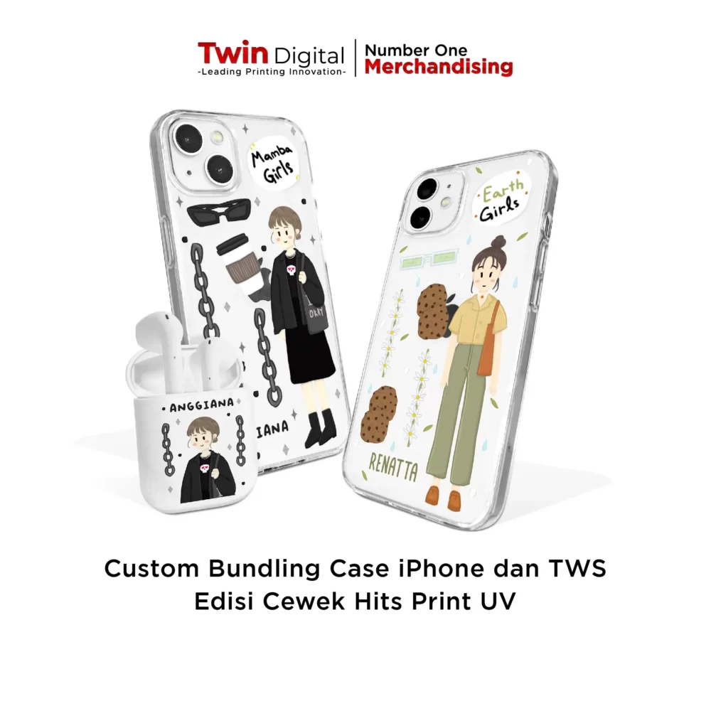 Custom Bundling Case iPhone dan TWS Cewek Hits