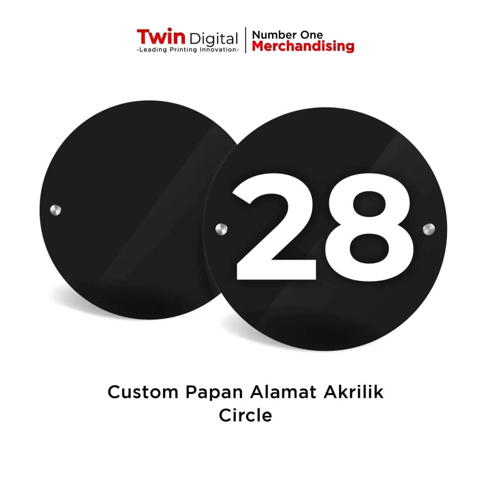 Papan Alamat Akrilik Circle Custom