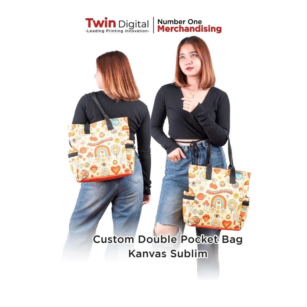 Custom Double Pocket Bag Kanvas Sublim