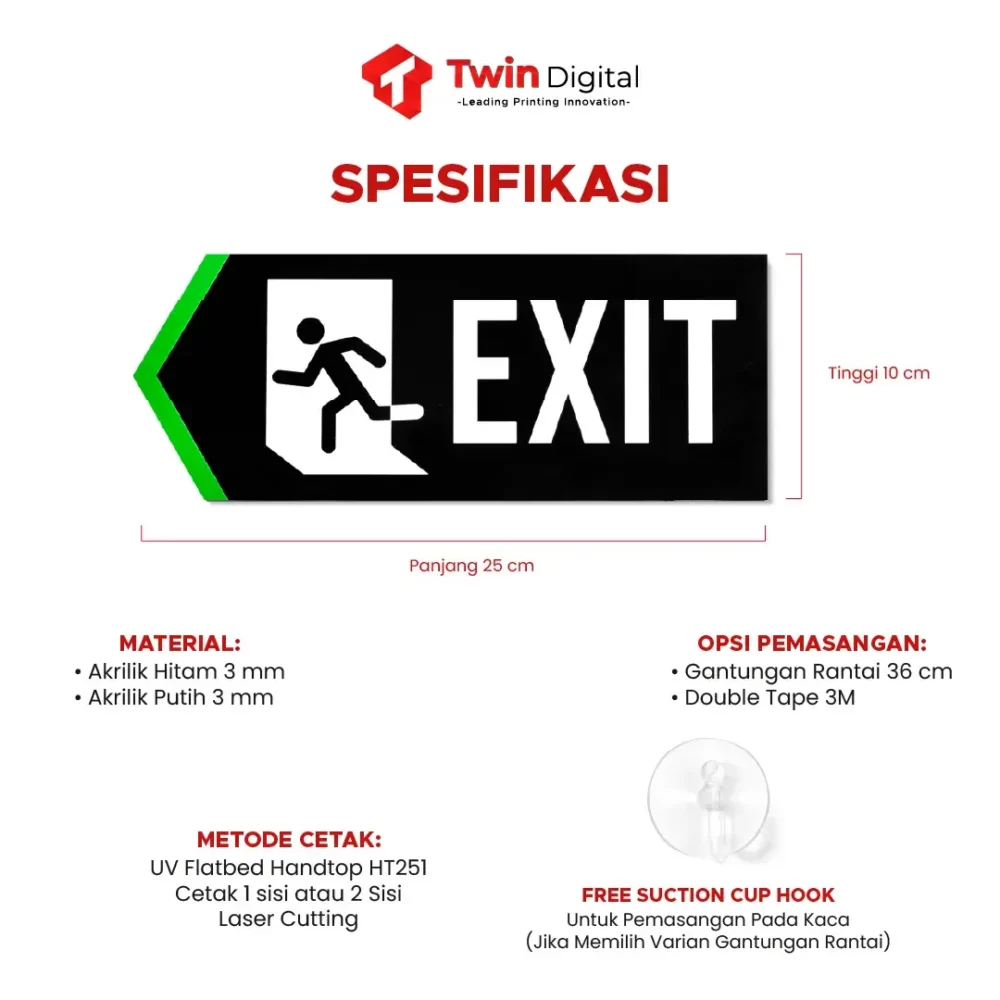 Papan Tanda Exit Akrilik - Image 2