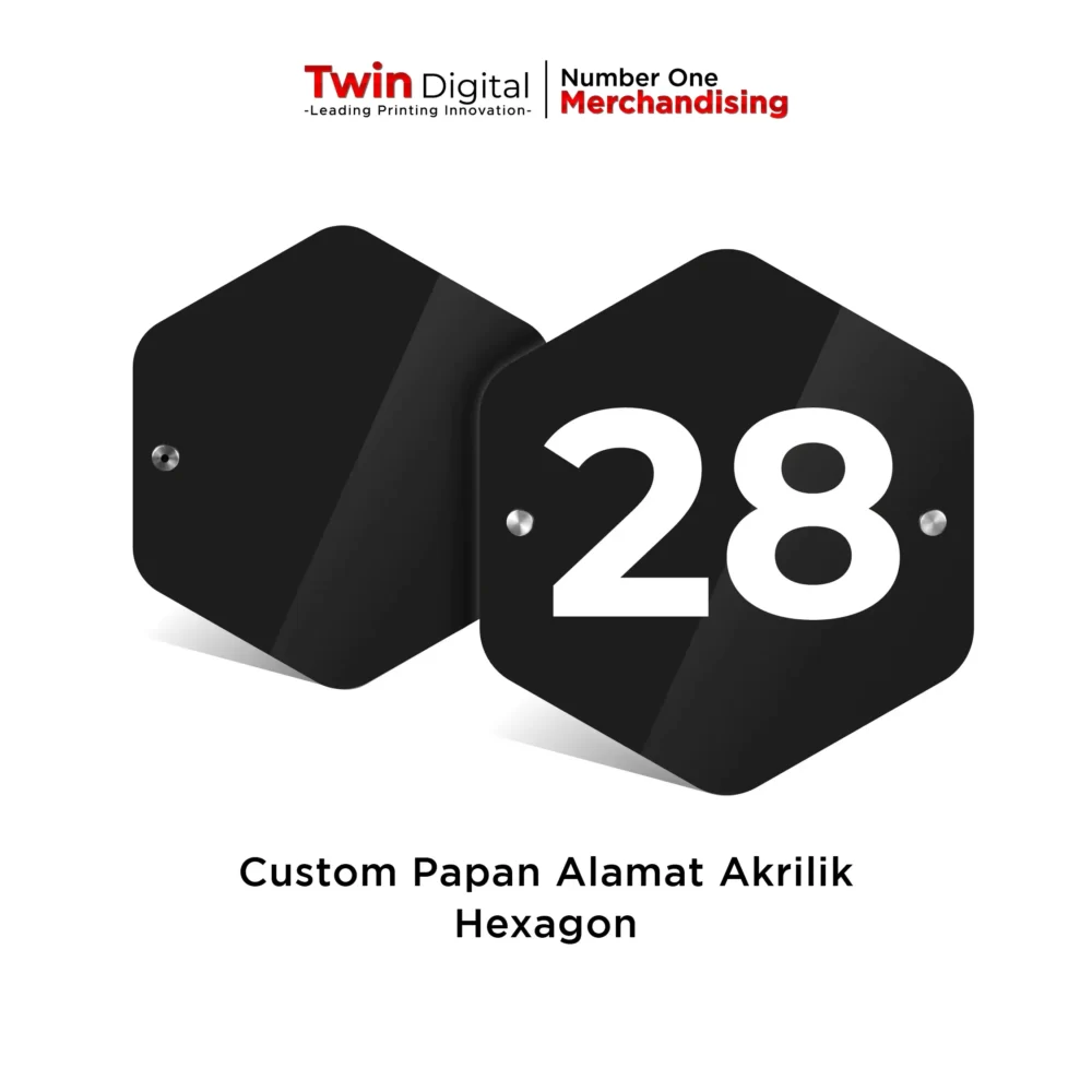 Papan Alamat Akrilik Custom Hexagon