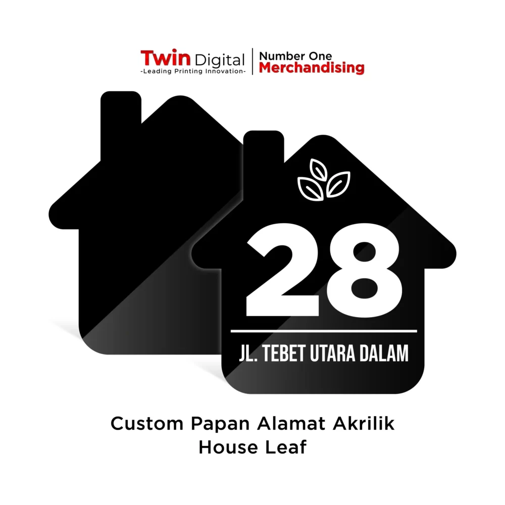 Papan Alamat Akrilik Custom House Leaf