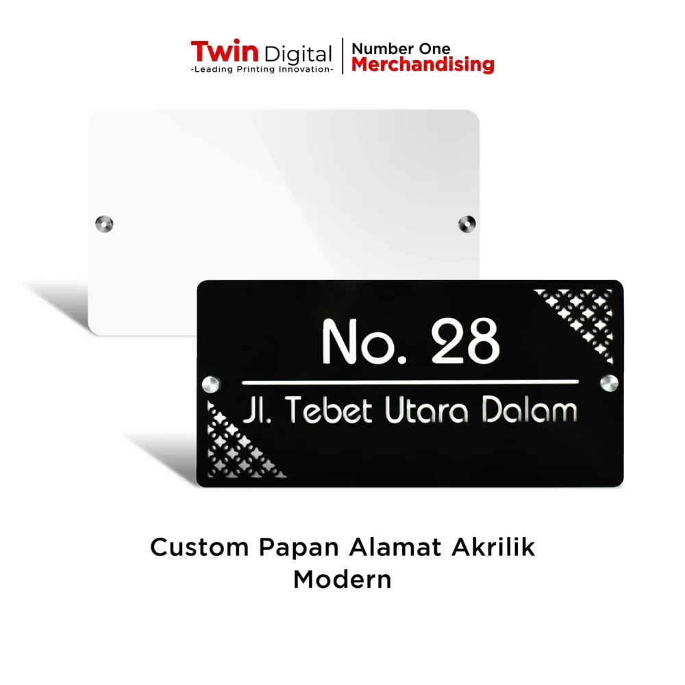 Papan Alamat Akrilik Custom Modern