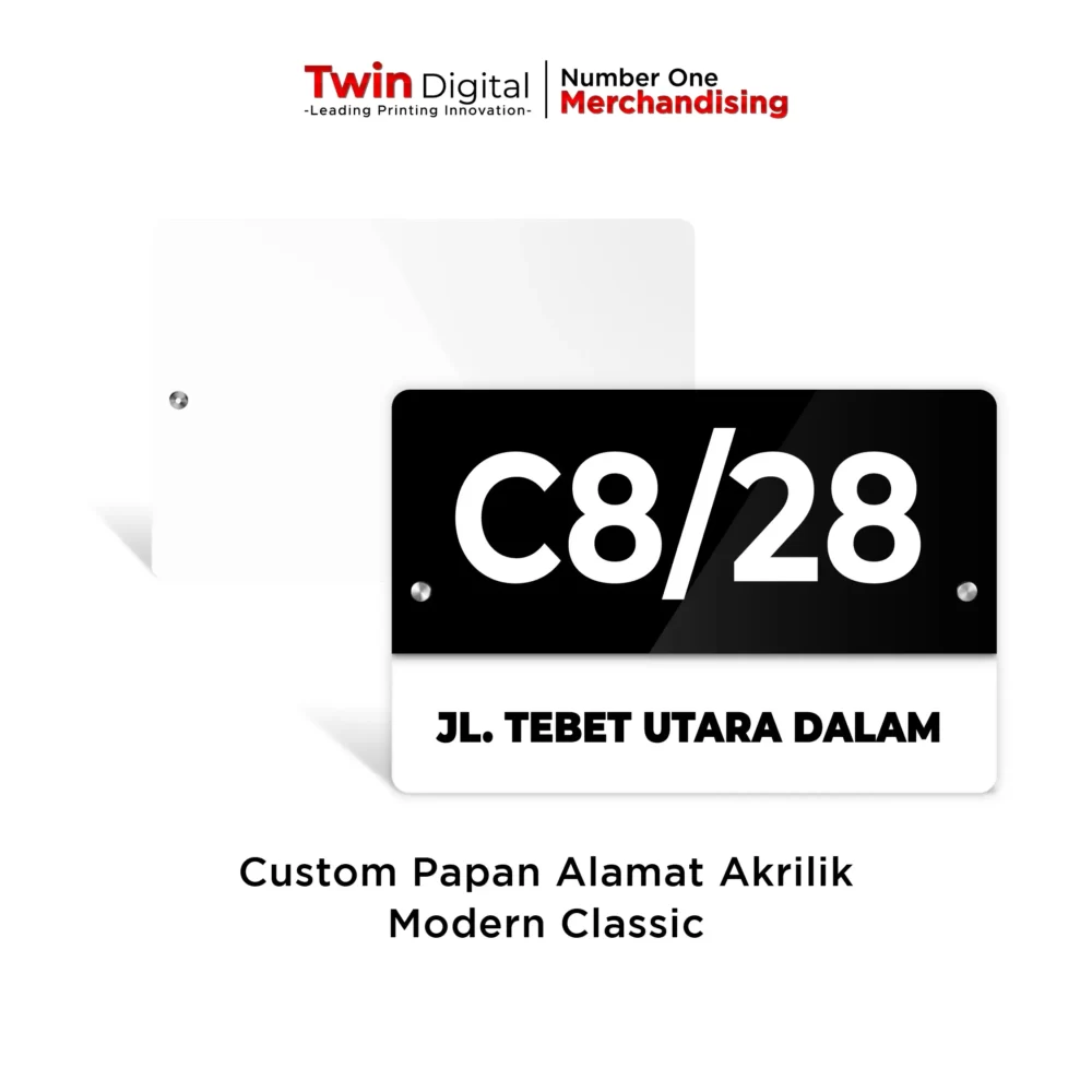 Papan Alamat Akrilik Custom Modern Classic