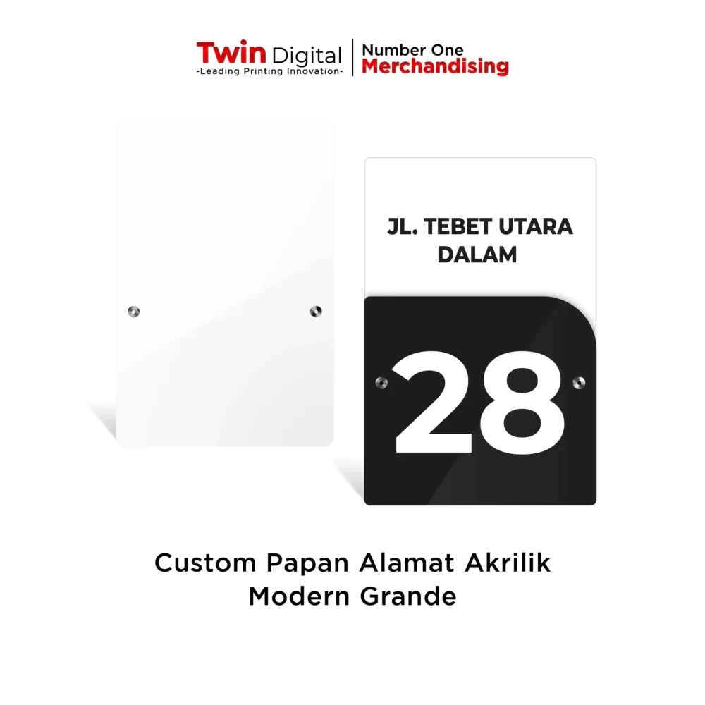 Papan Alamat Akrilik Custom Modern Grande