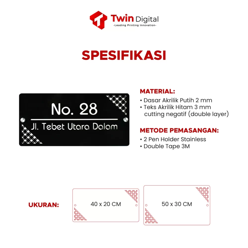 Papan Alamat Akrilik Custom Modern Platform Corporate B2b Twin Digital