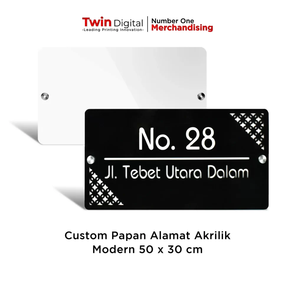 Papan Alamat Akrilik Custom Rectangle