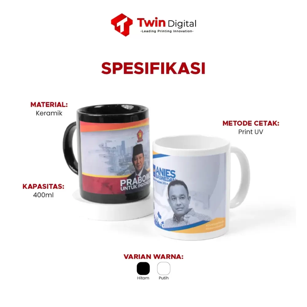 Custom Mug Keramik Print UV Edisi Kampanye Pilpres 2024 - Image 2