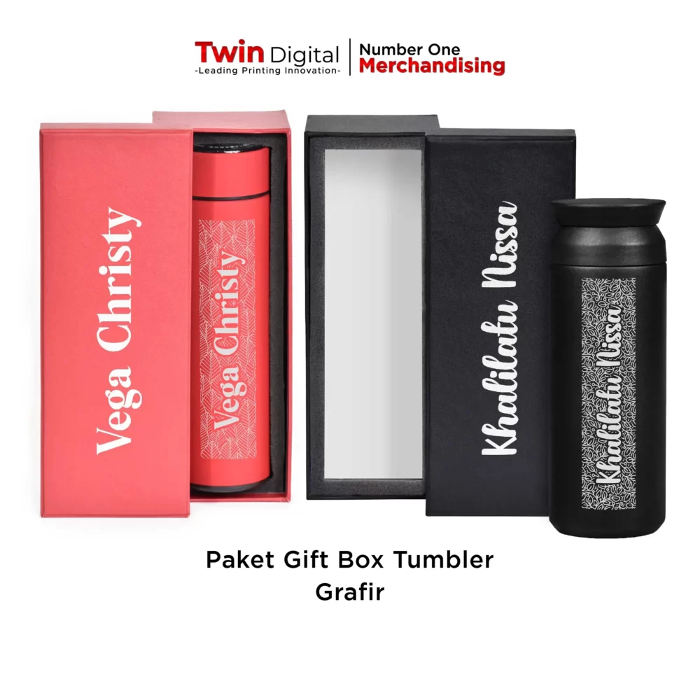 Custom Paket Gift Box Tumbler Grafir + Box