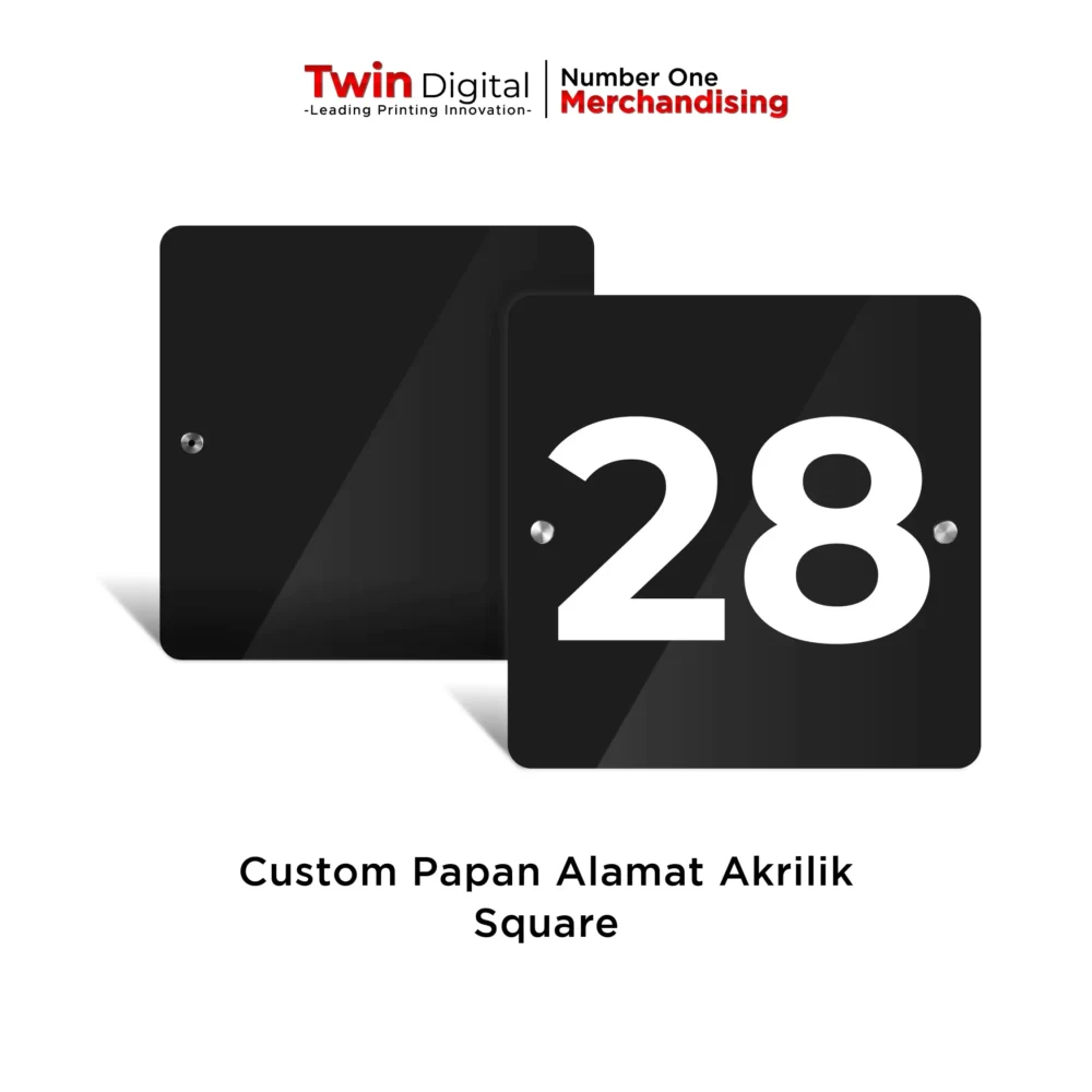 Papan Alamat Akrilik Custom Square