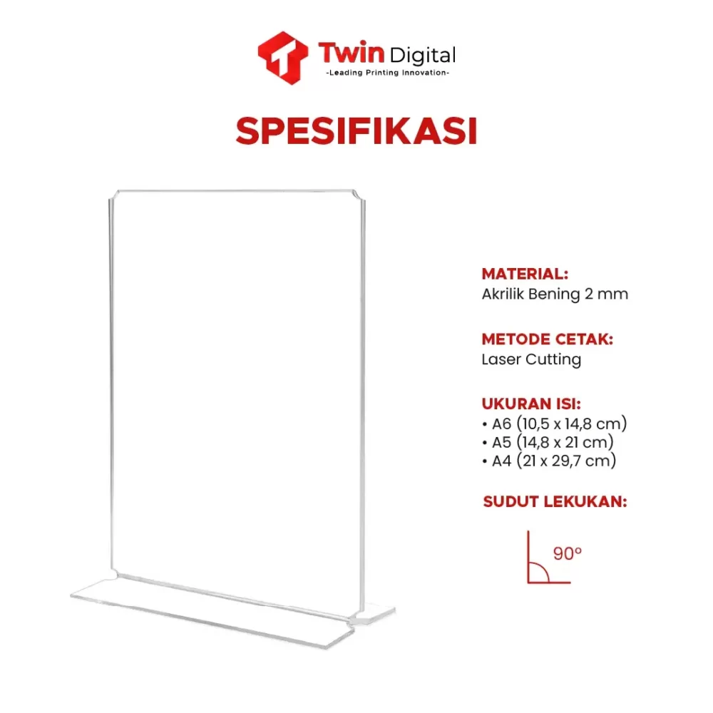 Tent Card Holder T Akrilik Insert - Image 2