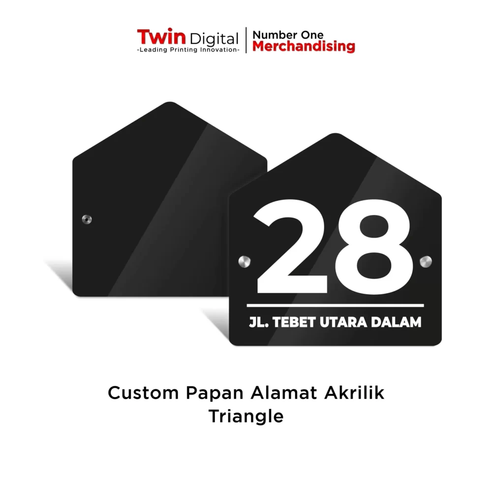 Papan Alamat Akrilik Custom Triangle