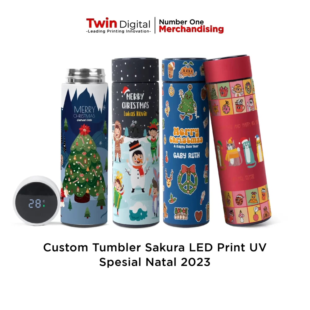 Tumbler Sakura LED Print UV Spesial Natal