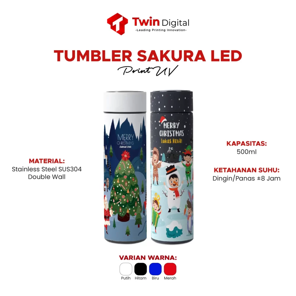 Tumbler Sakura LED Print UV Spesial Natal - Image 2