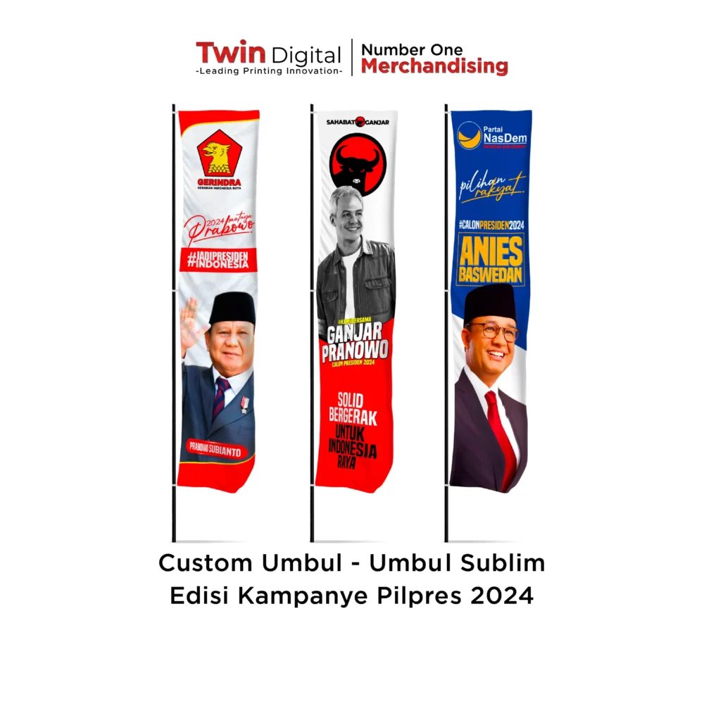 Custom Umbul-umbul Sublim Edisi Kampanye Pilpres 2024