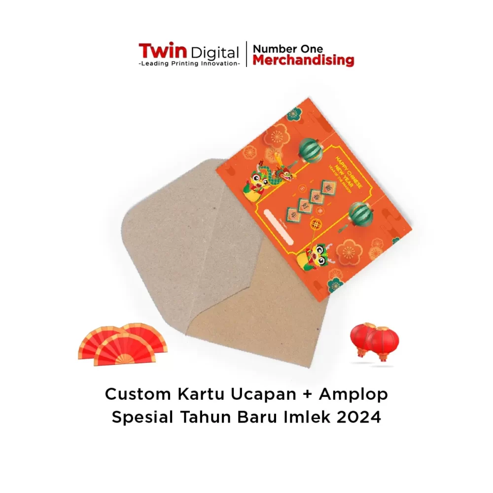 Custom Kartu Ucapan + Amplop Kraft Spesial Imlek 2024