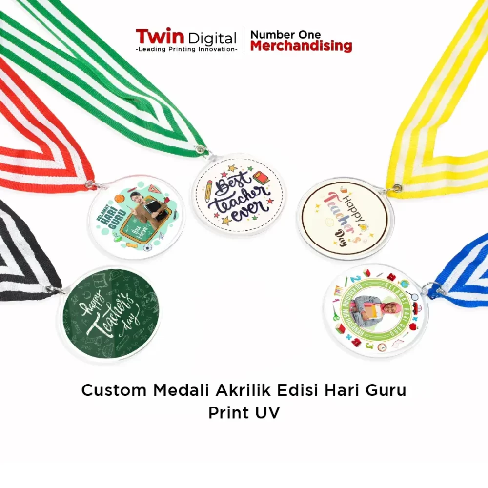 Custom Medali Akrilik Edisi Hari Guru Print UV