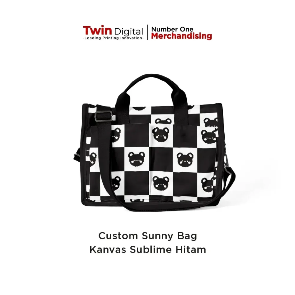 Custom Sunny Sling Bag Kanvas Sublim Hitam