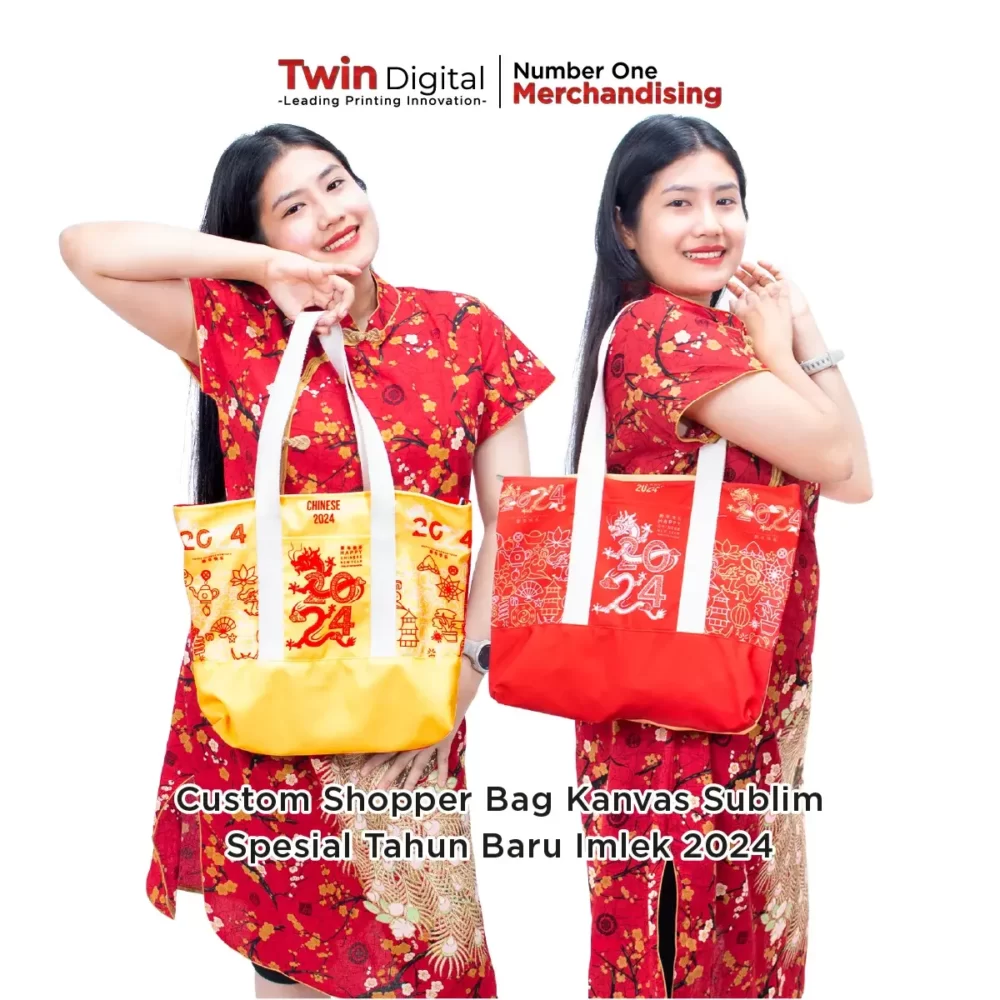 Custom Shopper Bag Kanvas Sublim Spesial Tahun Baru Imlek 2024