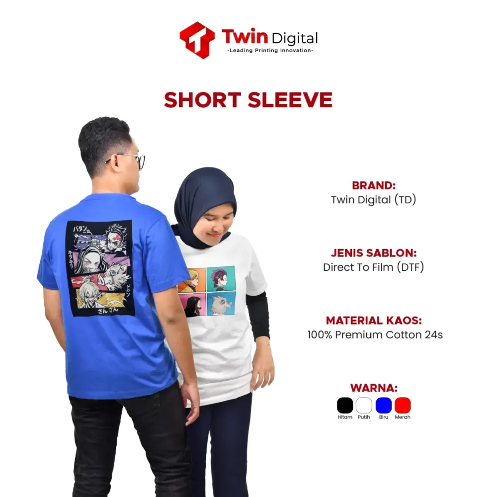 Custom Sablon Kaos Twin Digital Edisi Demon Slayer - Image 2