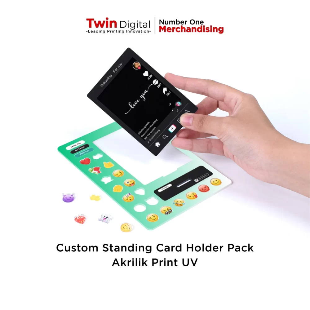 Custom Standing Card Holder Pack Akrilik Print UV