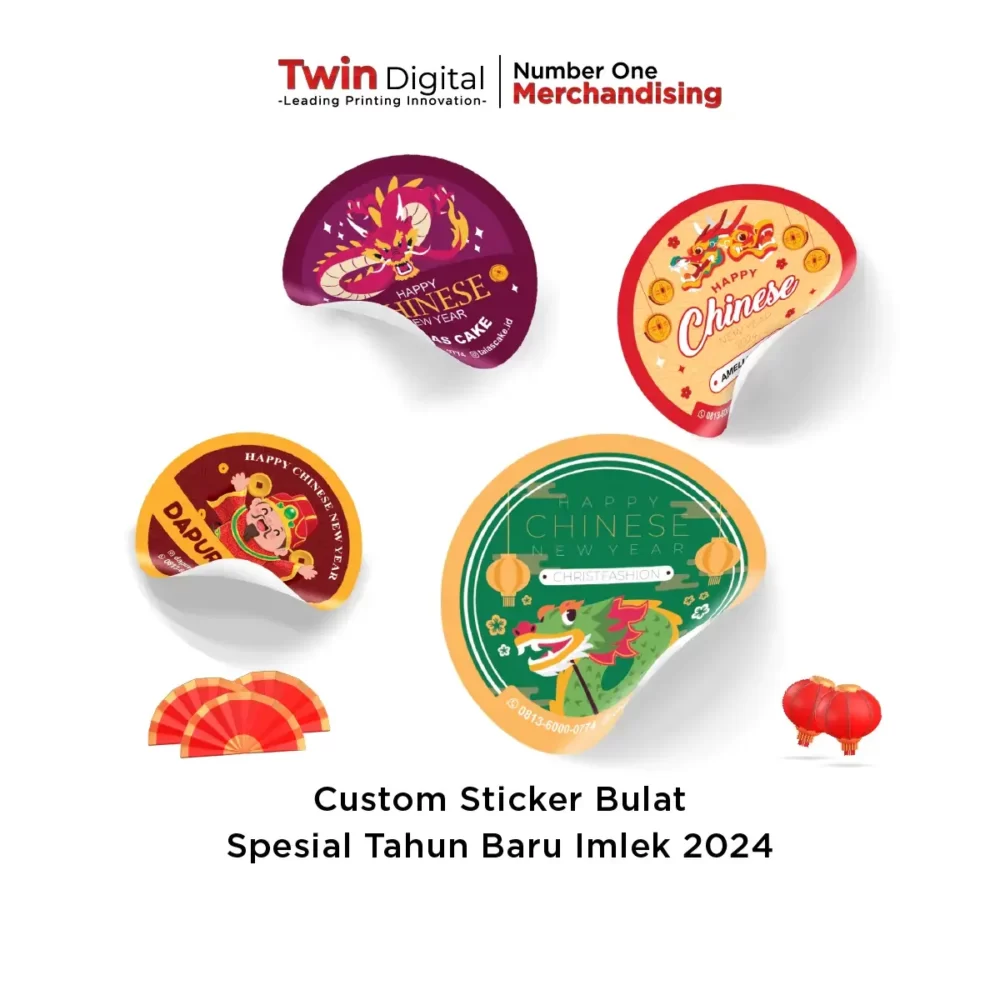 Custom Sticker Bulat Spesial Tahun Baru Imlek 2024