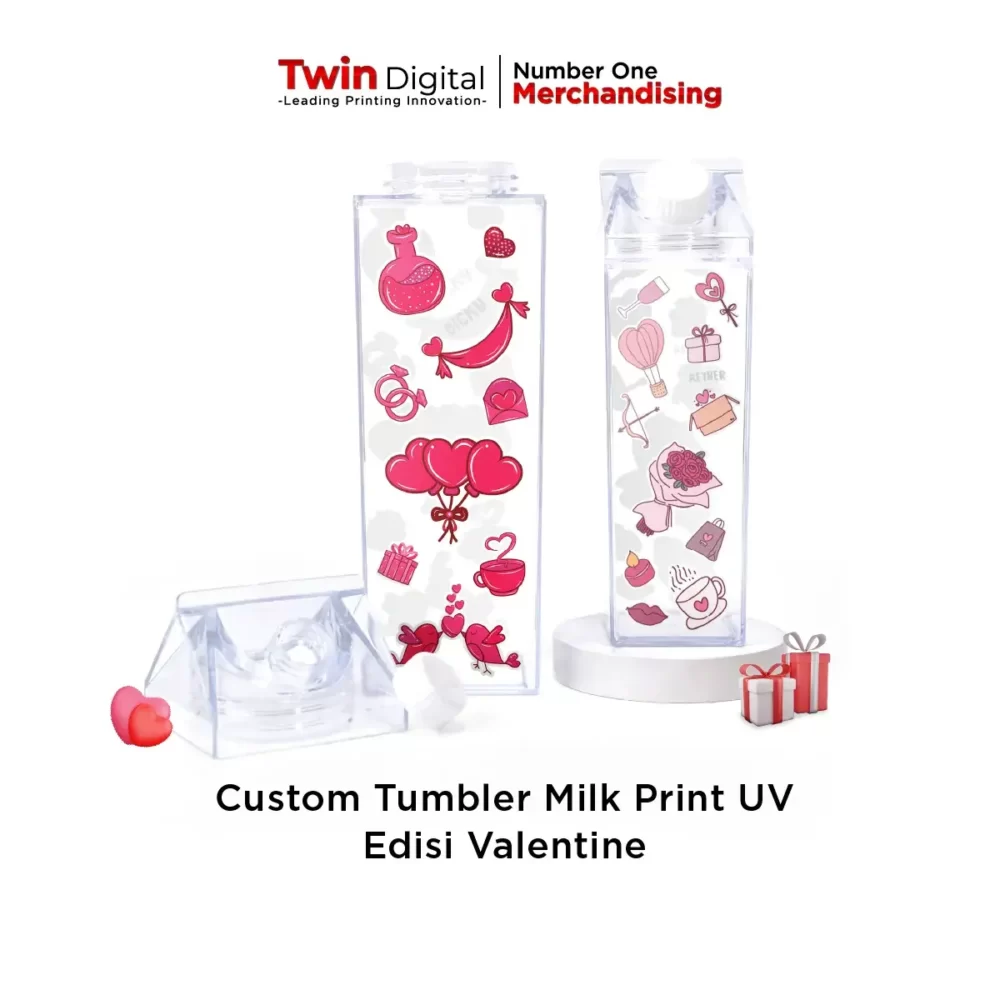 Custom Tumbler Milk Print UV Edisi Valentine