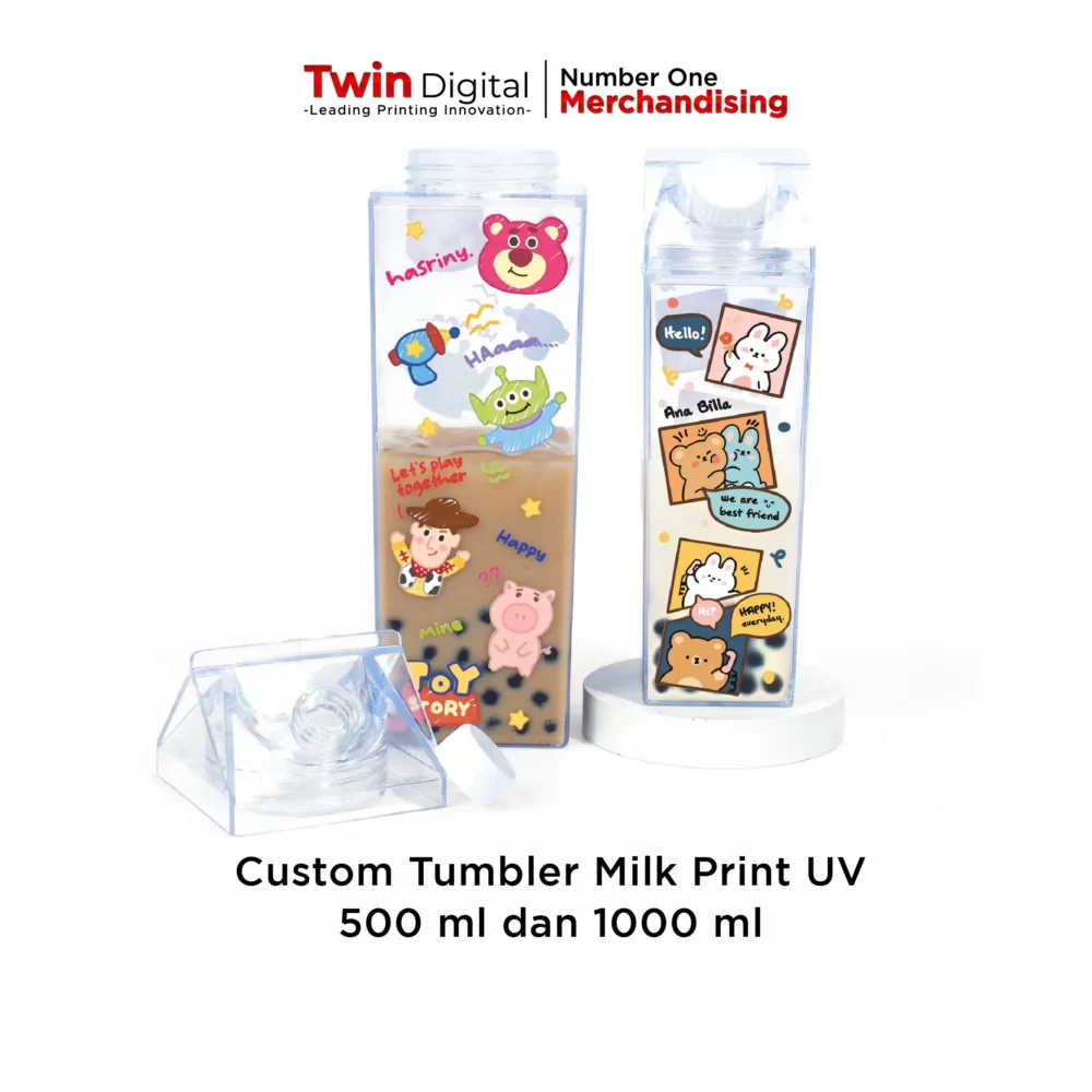 Custom Tumbler Milk Print UV 500 ml dan 1000 ml