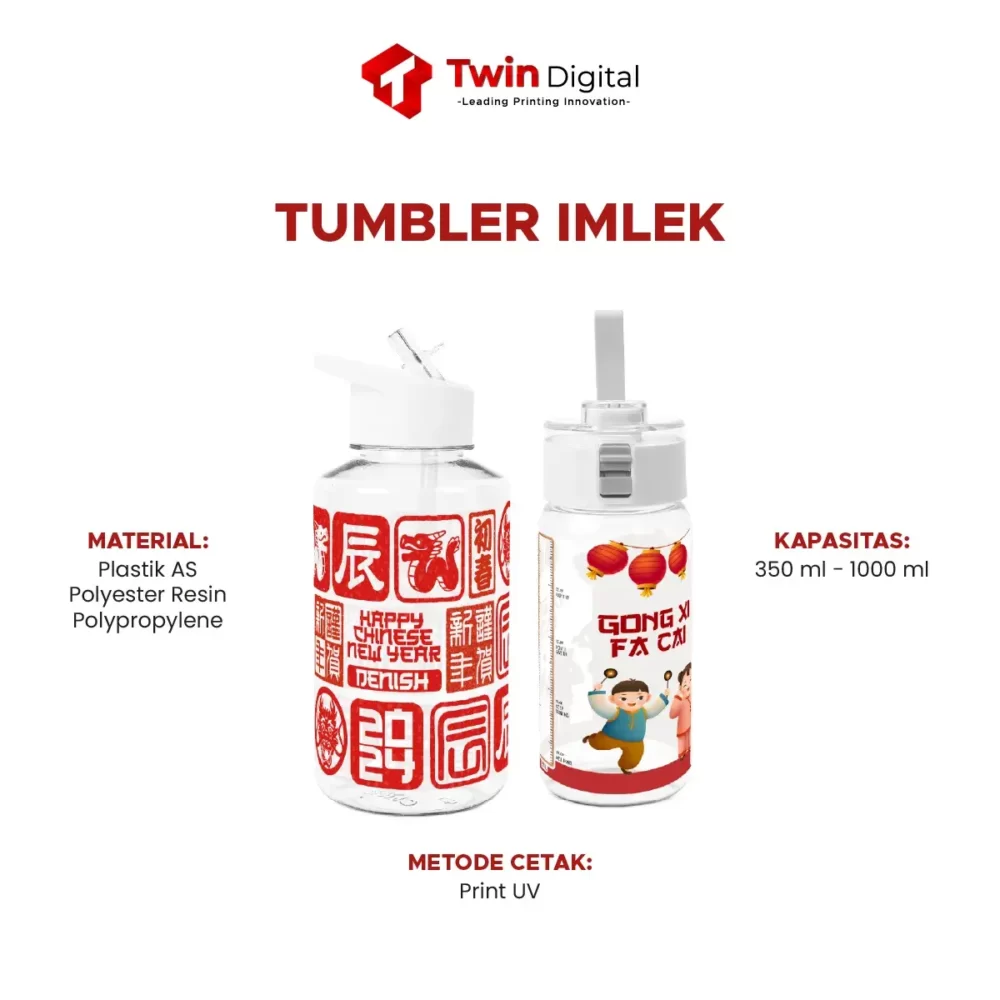 Custom Tumbler Plastik Spesial Tahun Baru Imlek Platform Corporate B B Twin Digital