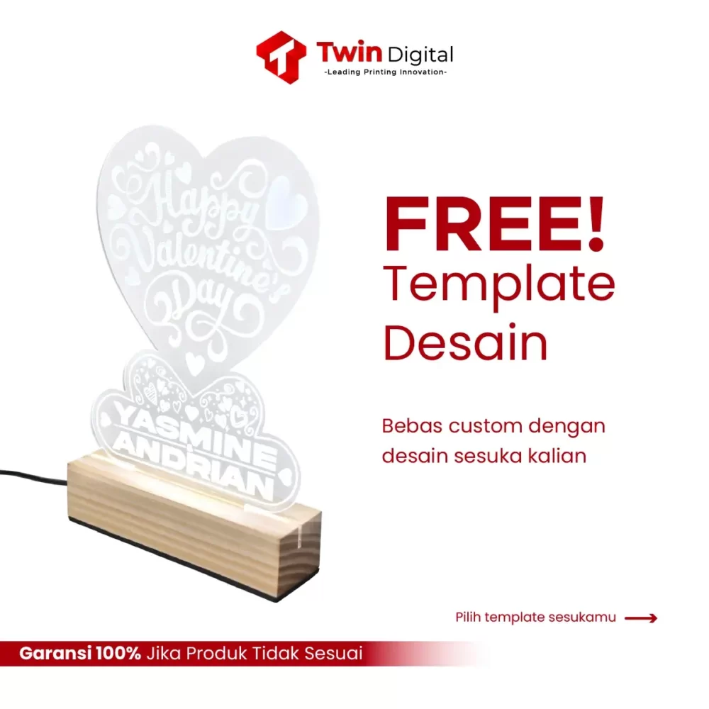 Custom Lampu Tidur LED Akrilik Edisi Valentine - Image 5