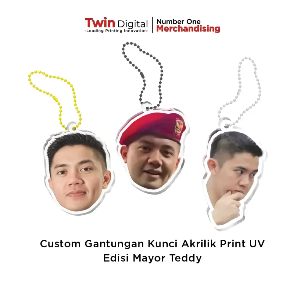 Custom Gantungan Kunci Akrilik Print UV Edisi Mayor Teddy