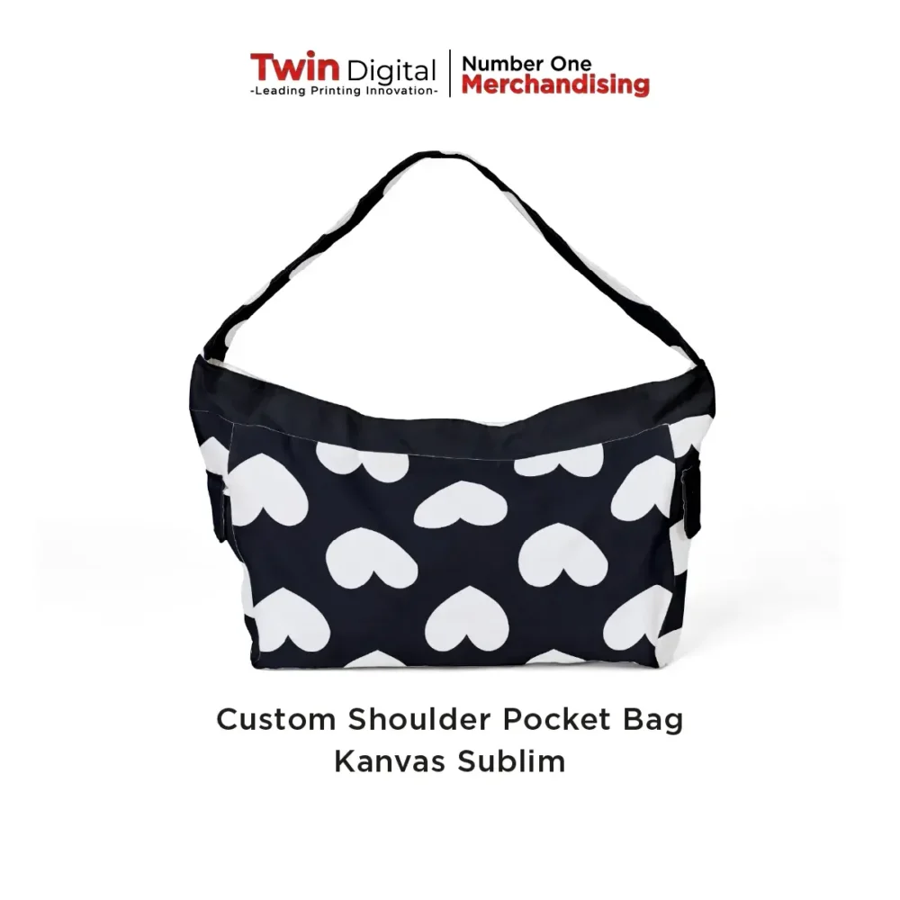 Custom Shoulder Pocket Bag Kanvas Sublim - Hitam
