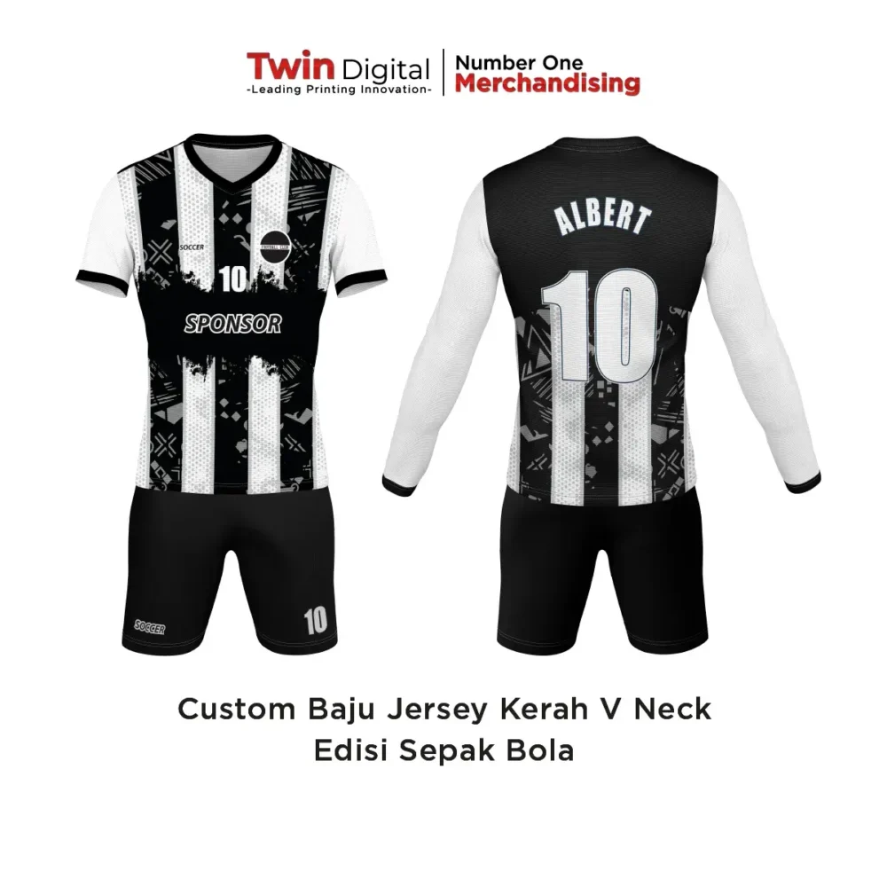 Custom Baju Jersey Kerah V Neck Edisi Sepak Bola