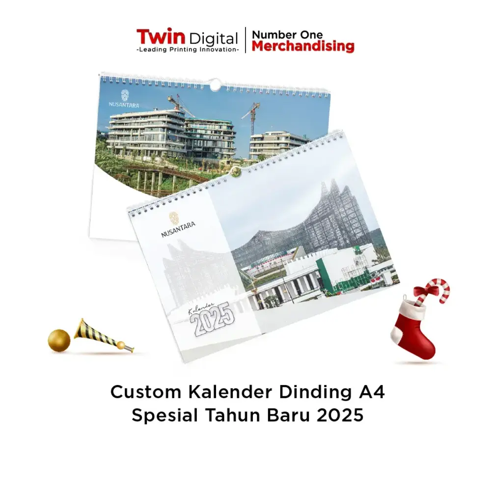 Custom Kalender Dinding A4 Spesial Tahun Baru 2025