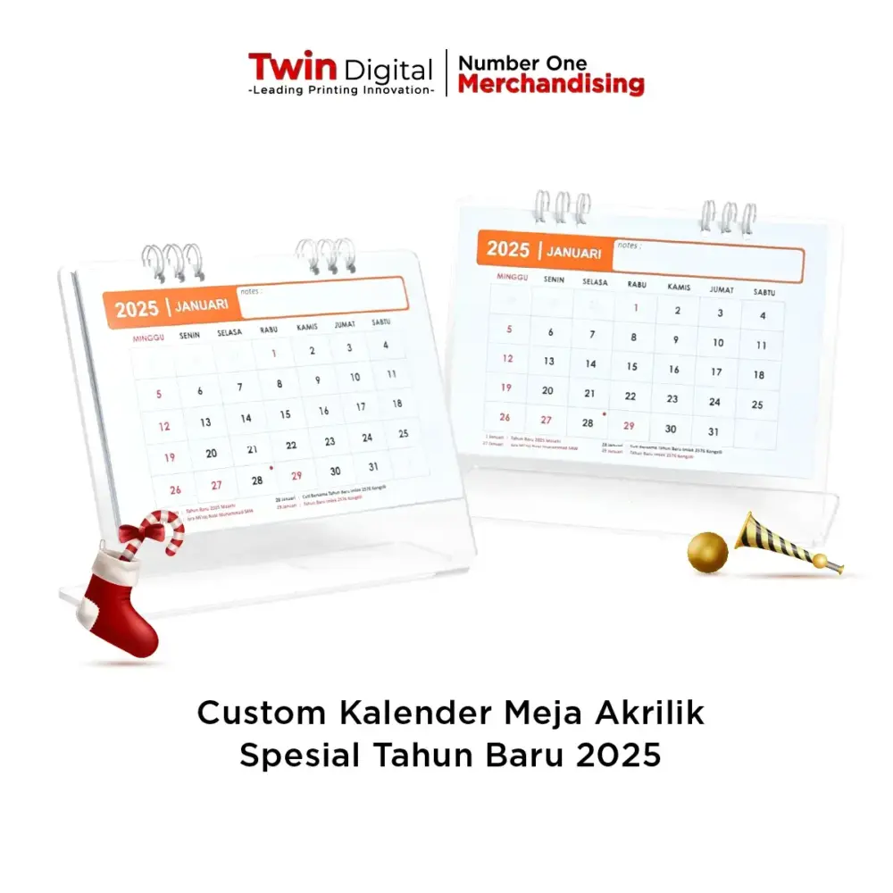 Custom Kalender Meja Akrilik Spesial Tahun Baru 2025