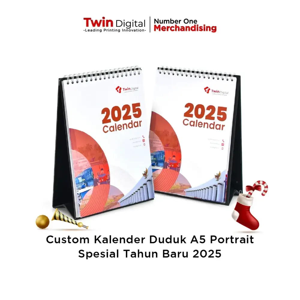 Custom Kalender Duduk A5 Portrait Spesial Tahun Baru 2025