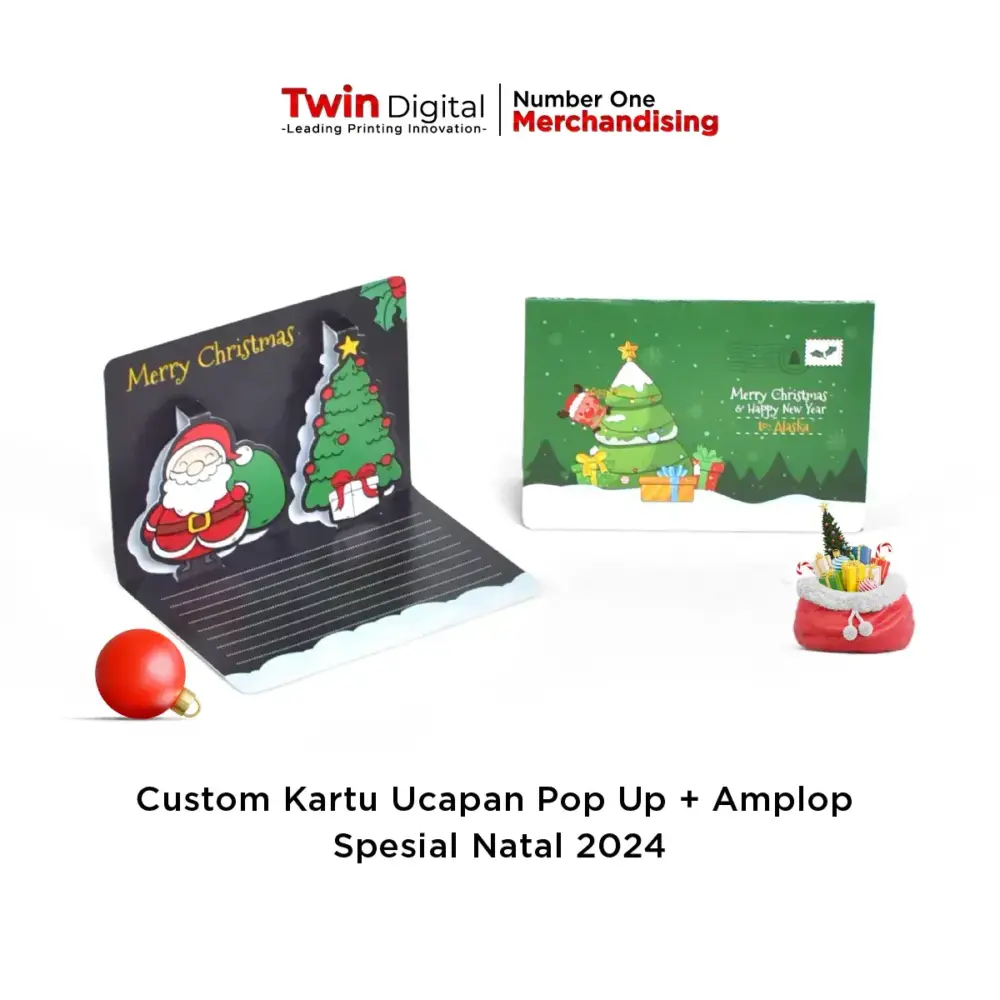 Custom Kartu Ucapan Pop Up + Amplop Spesial Natal 2024